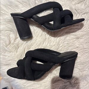 Rebecca Minkoff Black Braided Block Heel Mules